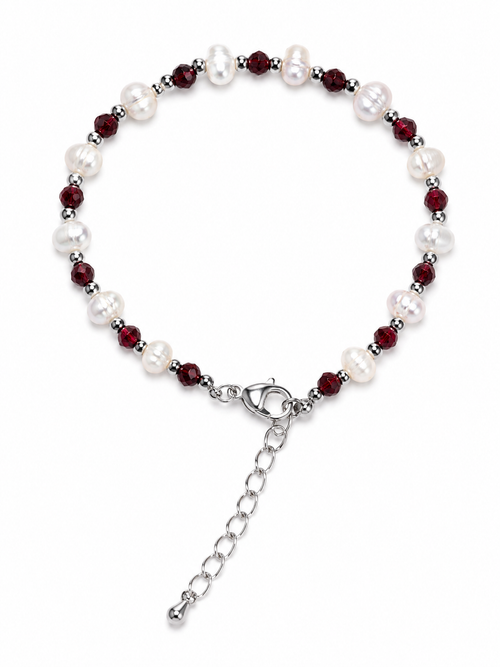 Vòng Nàng Thơ Đỏ | Garnet & Pearl