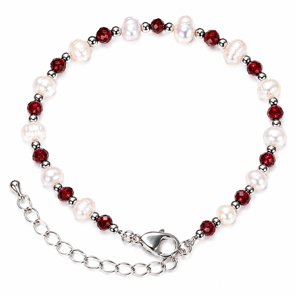 Vòng Nàng Thơ Đỏ | Garnet & Pearl